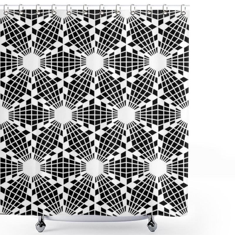 Personality  Vector Modern Seamless  Sacred Geometry Pattern Hexagon, Black And White Abstract Geometric Background, Pillow Print, Monochrome Retro Texture, Hipster Fashion Design Shower Curtains