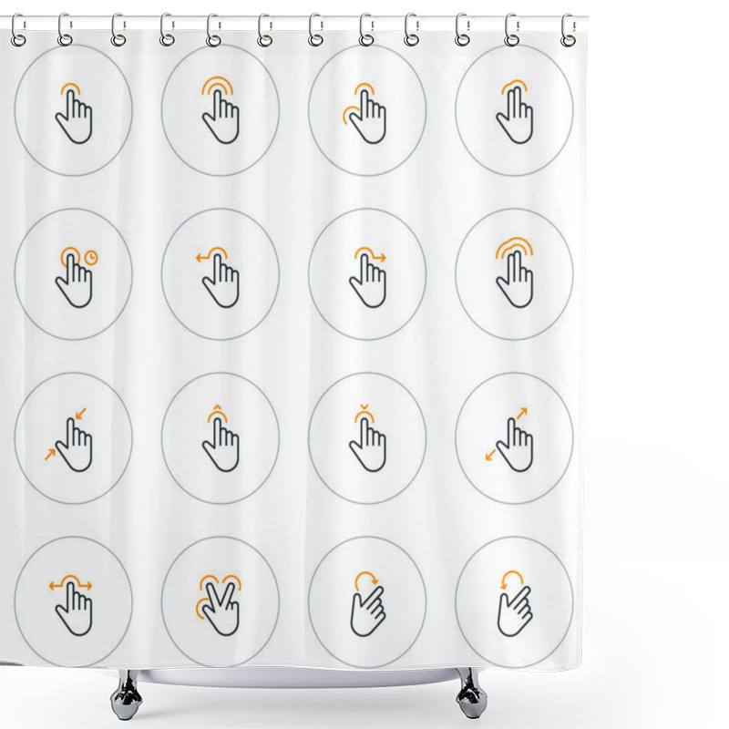 Personality  Set Of Thin Line Touch Gestures Icons. Vector Illustration Shower Curtains