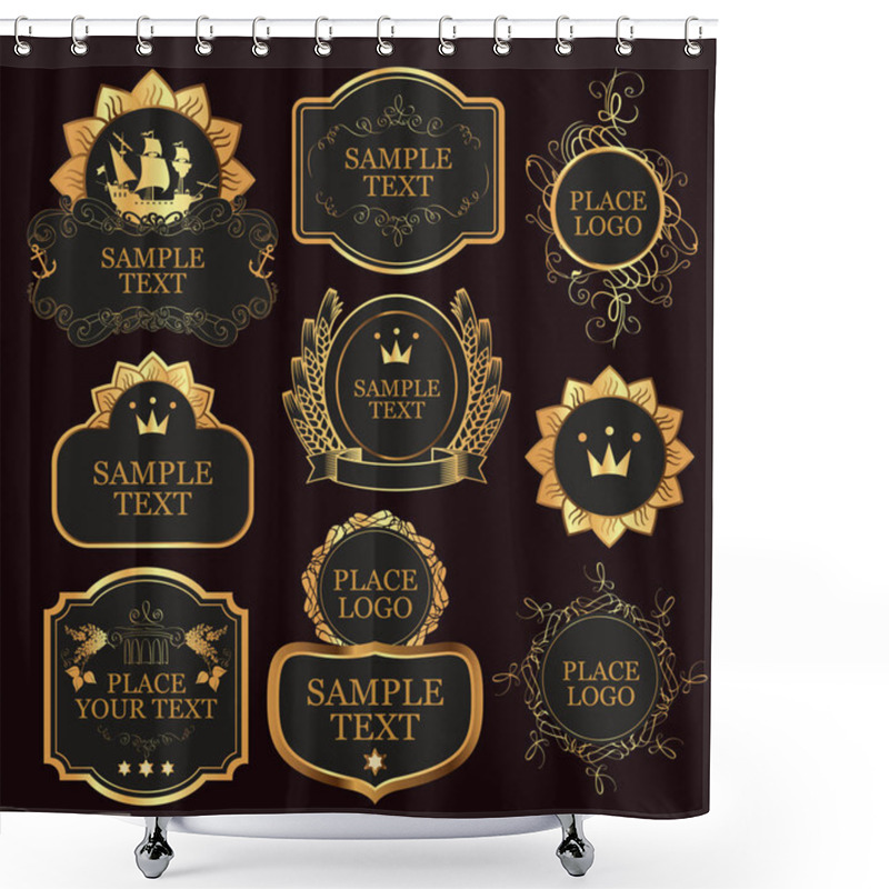 Personality  Set Of Vector Labels Templates In Baroque Style Shower Curtains