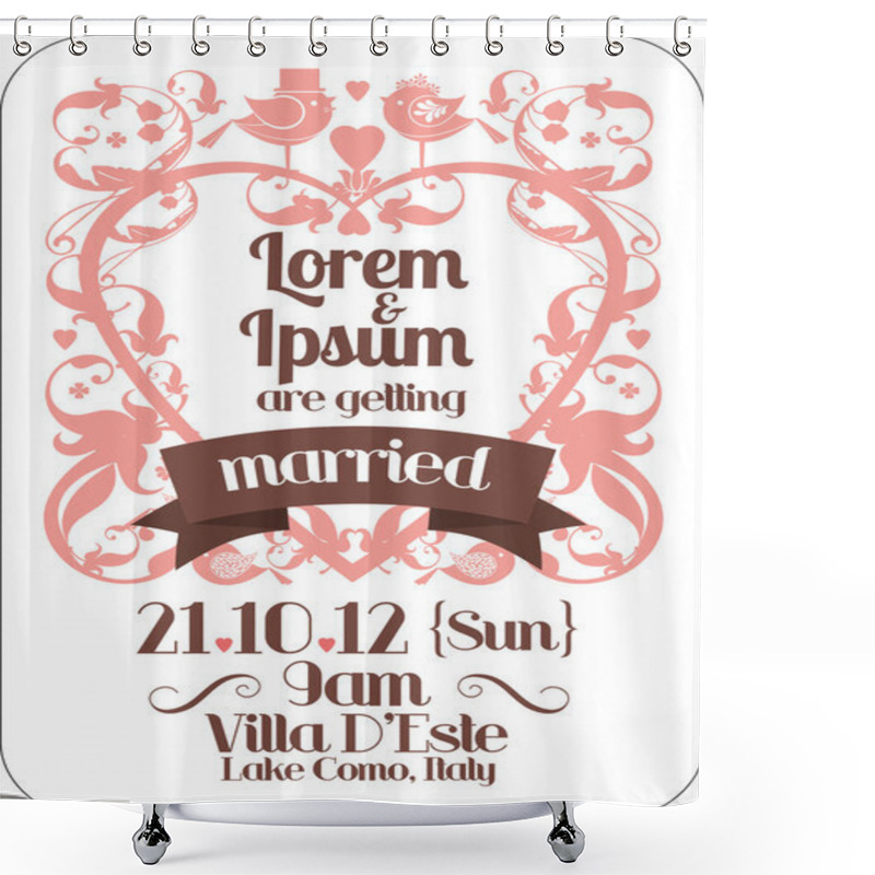 Personality  Floral Wedding Invite Card Shower Curtains