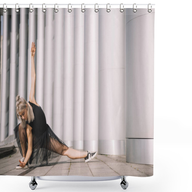 Personality  Beautiful Young Female Ballet Dancer On Street Shower Curtains