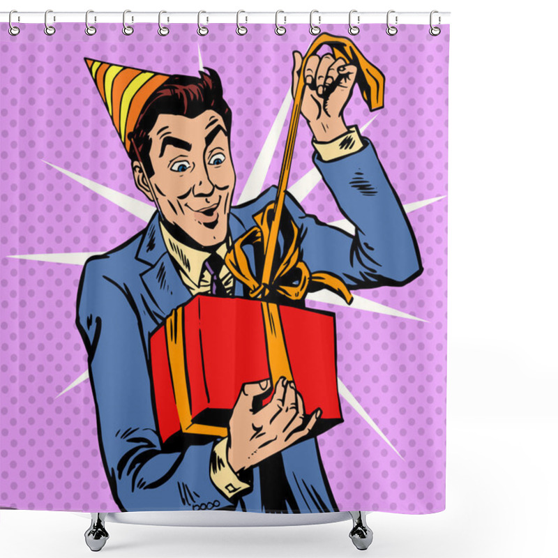 Personality  Male Birthday Unpacks The Gift Shower Curtains