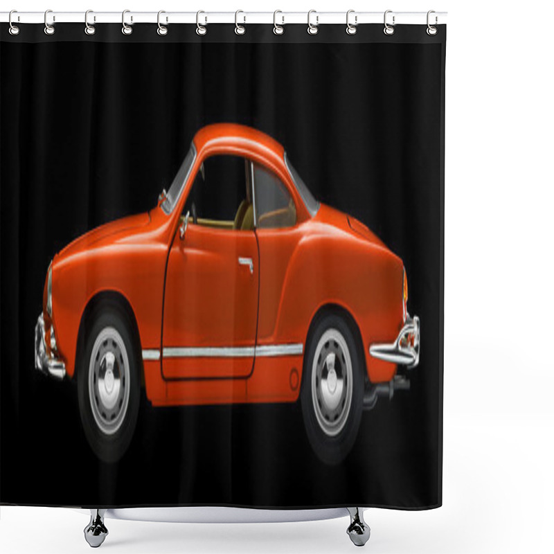 Personality  A Nostalgic Red Model Car In Black Back Shower Curtains