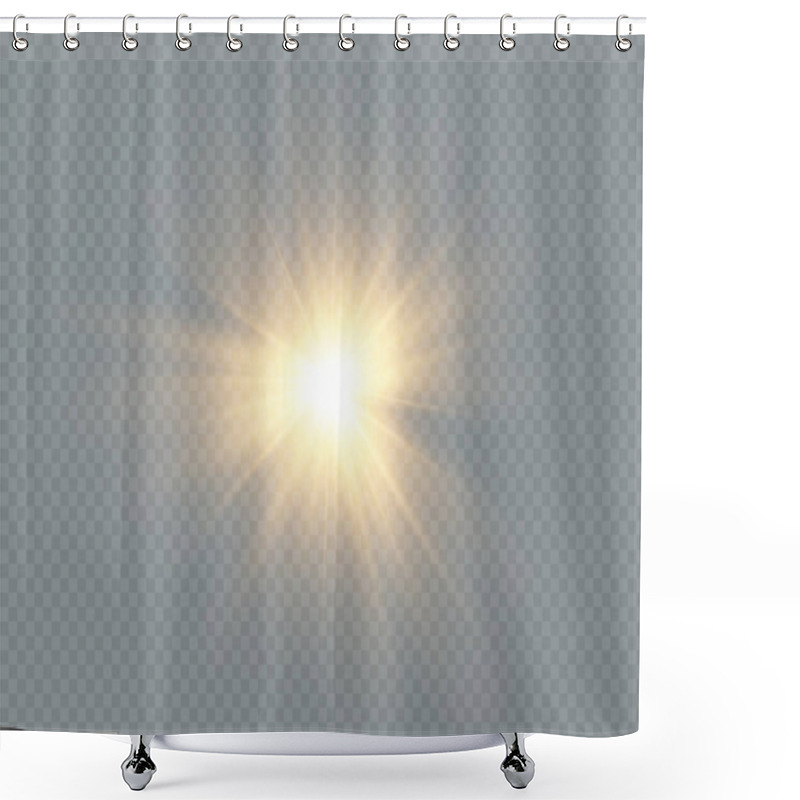 Personality  Golden Particles Of Light. Golden Light. Light Flare.Stars Isolated On Transparent Background. Shower Curtains