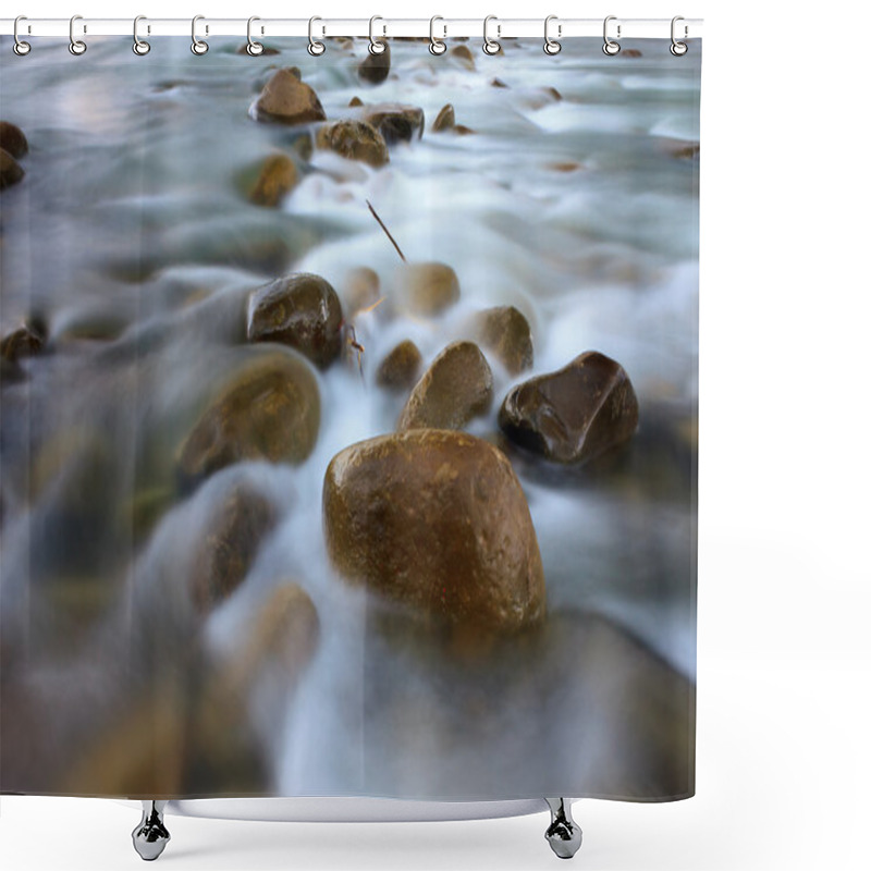 Personality  Long Exposure Shot Of A River And Rocks Shower Curtains