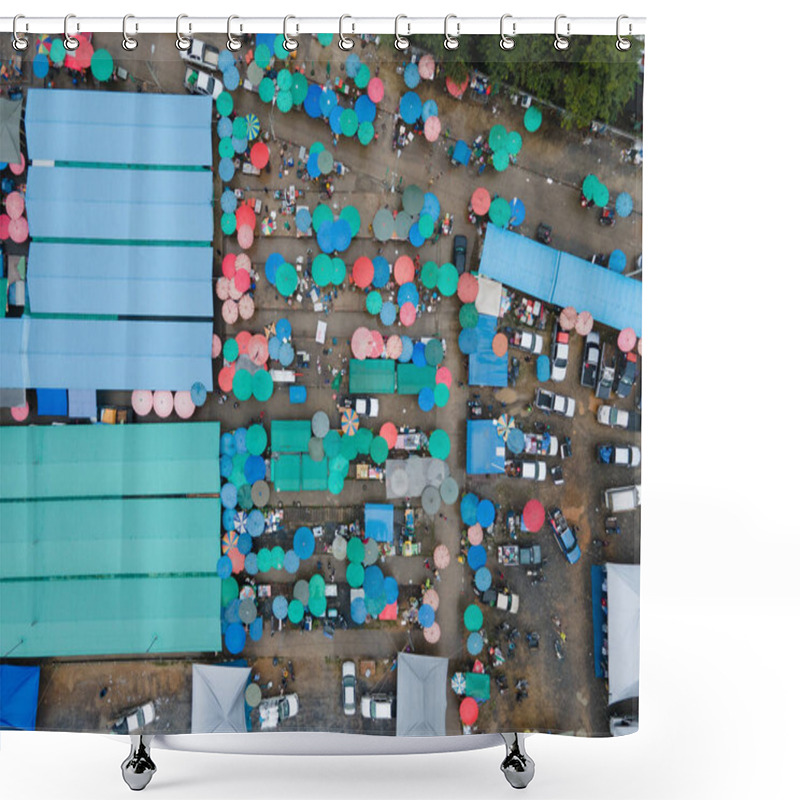 Personality  Market Shopping Mall In The Asia Town With Drone View Or Top View Or Bird Eye View In Thailand Shower Curtains