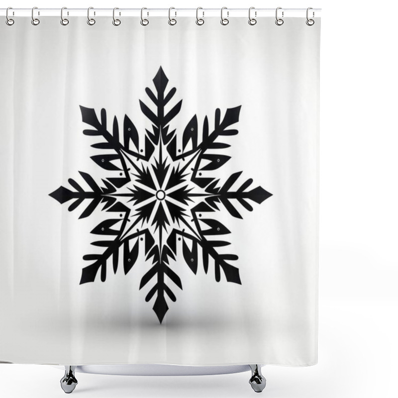 Personality  Intricate Black Snowflake Design Featuring Organic Leaf Shapes And Detailed Patterns. Shower Curtains