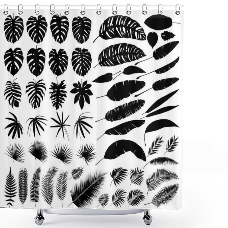 Personality  Vector Set Of Silhouettes Of Tropical Leaves, Botanical Isolated Elements Shower Curtains