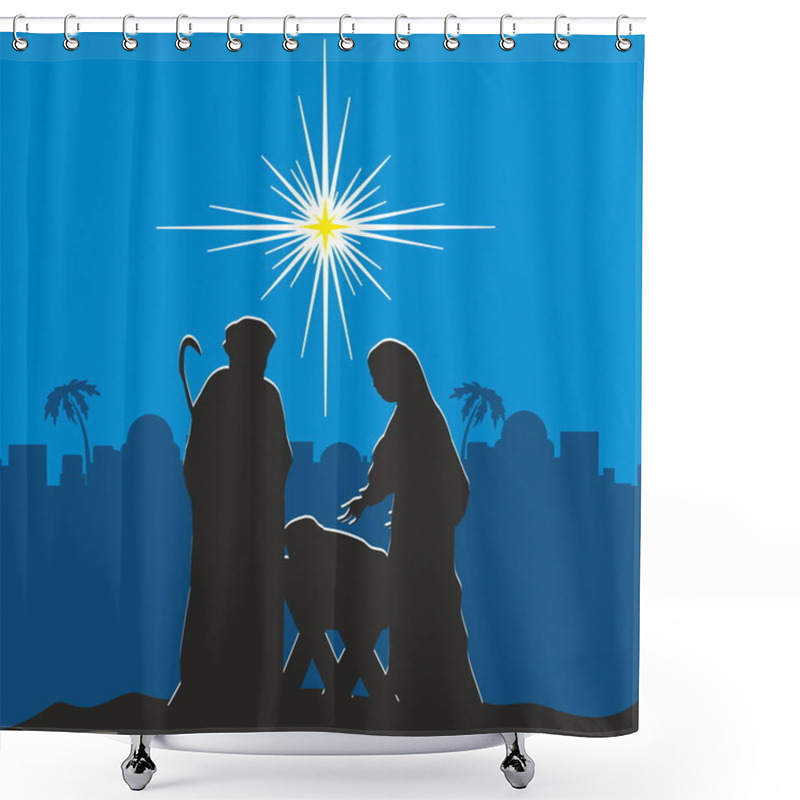 Personality  Nativity Scene. Merry Christmas Shower Curtains