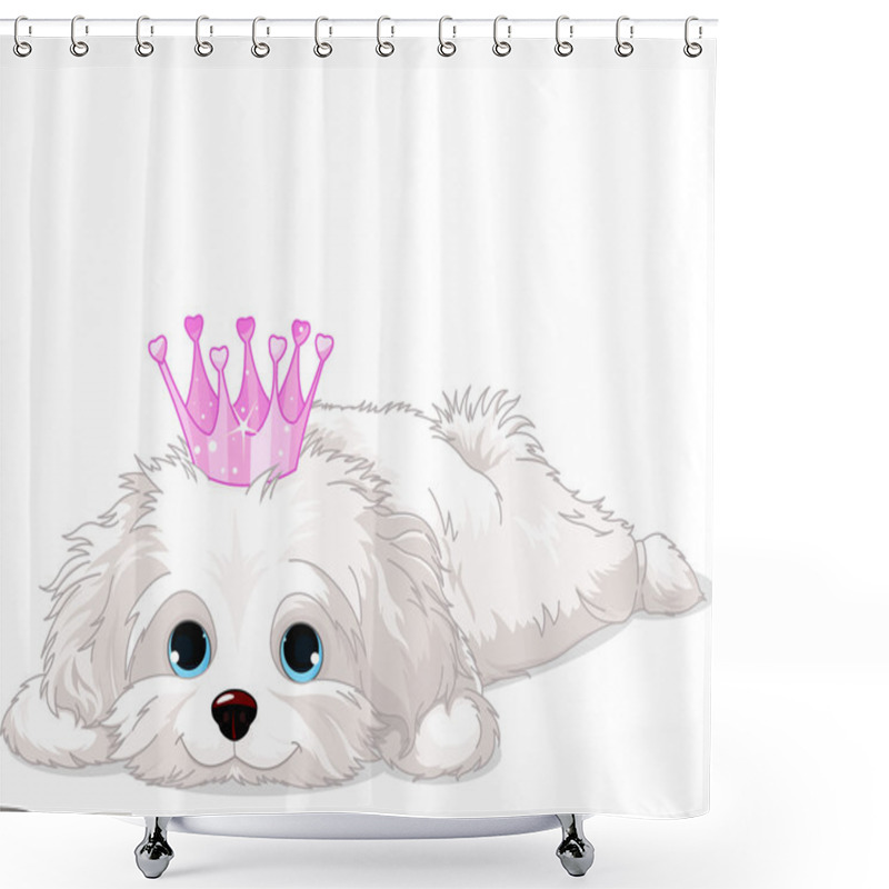 Personality  Havanese Puppy With Crown Shower Curtains