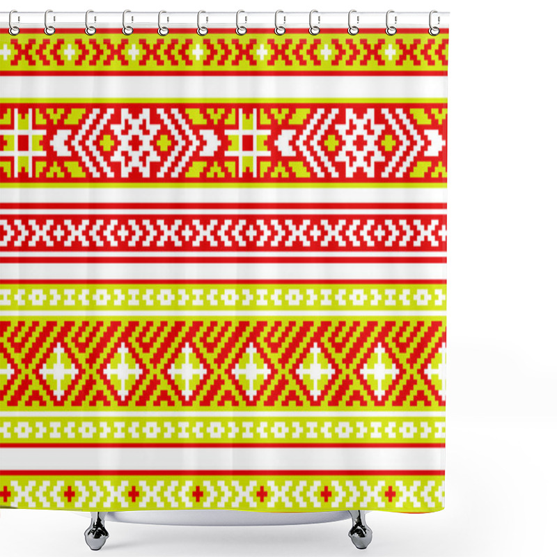 Personality  Set Of Ribbons With Baltic Seamless Ornament. Modern Popular Print. Vector Image. Shower Curtains