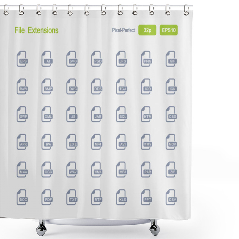 Personality  File Extensions - Granite Icons Shower Curtains