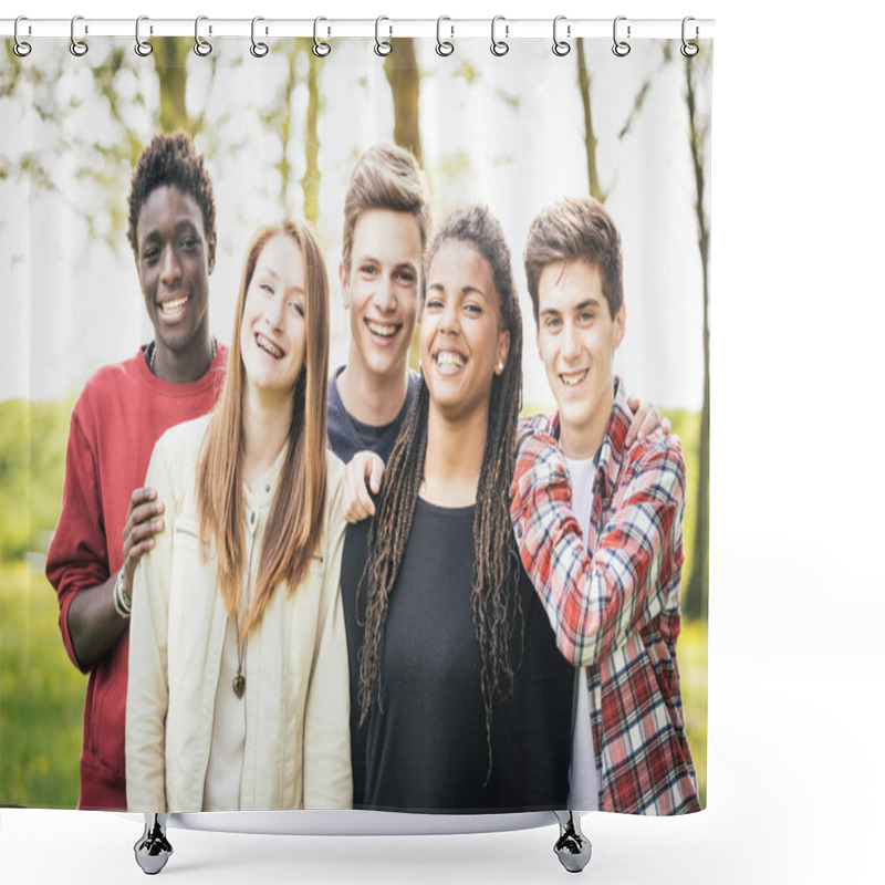 Personality  Multiethnic Group Of Teenagers Outdoor Shower Curtains