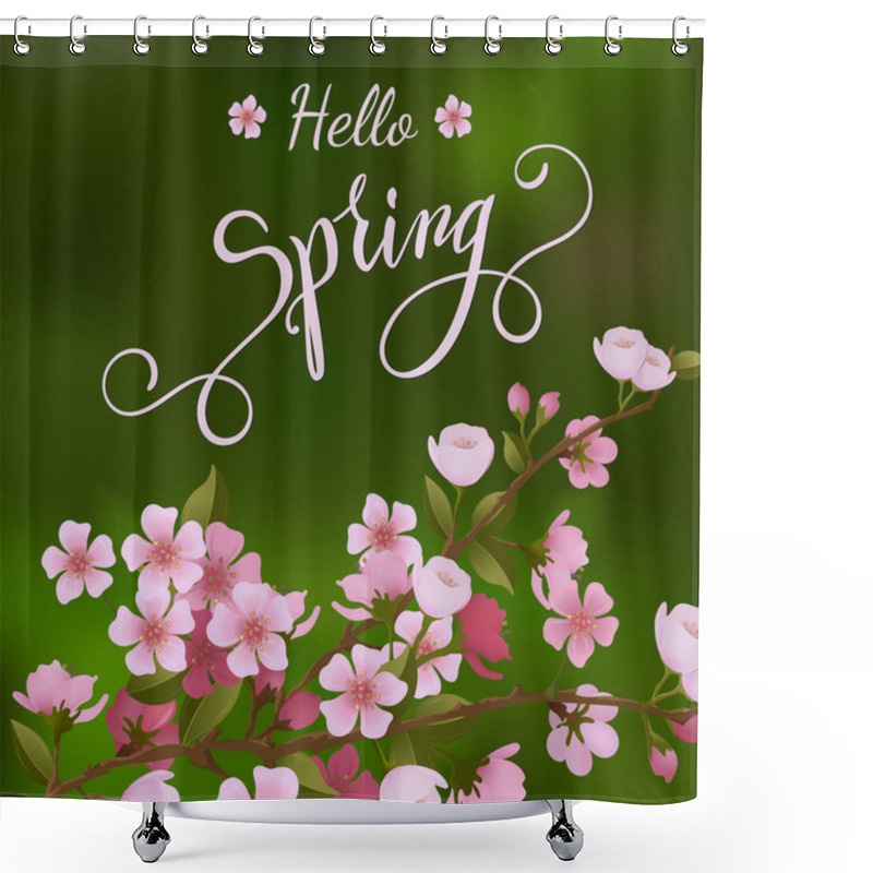 Personality  Blossom Tree And Spring Lettering. Vector Illustration EPS10 Shower Curtains