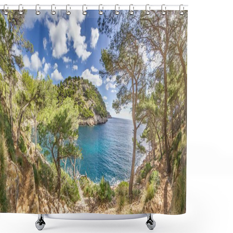 Personality  Secluded Bay On Mallorca Viewed From A Coastal Trail During Daytime Shower Curtains