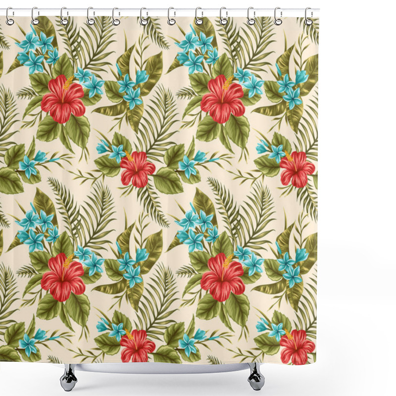 Personality  Seamless Pattern With Tropical Flowers Shower Curtains