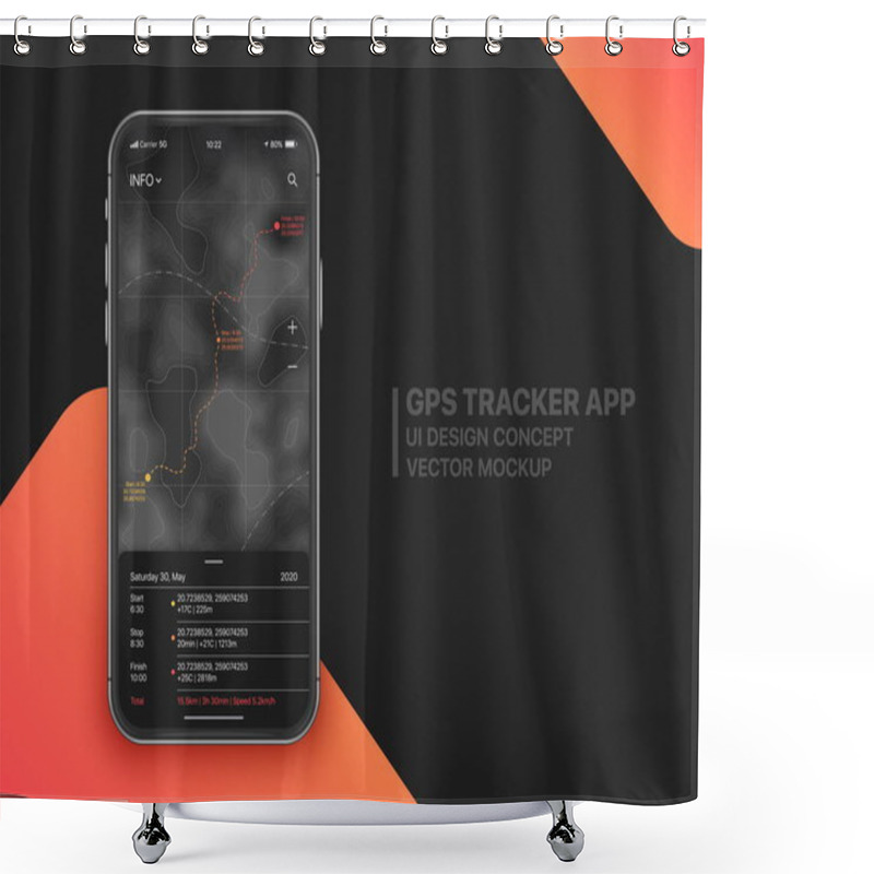 Personality  Mobile GPS Tracker Vector UI Concept Shower Curtains