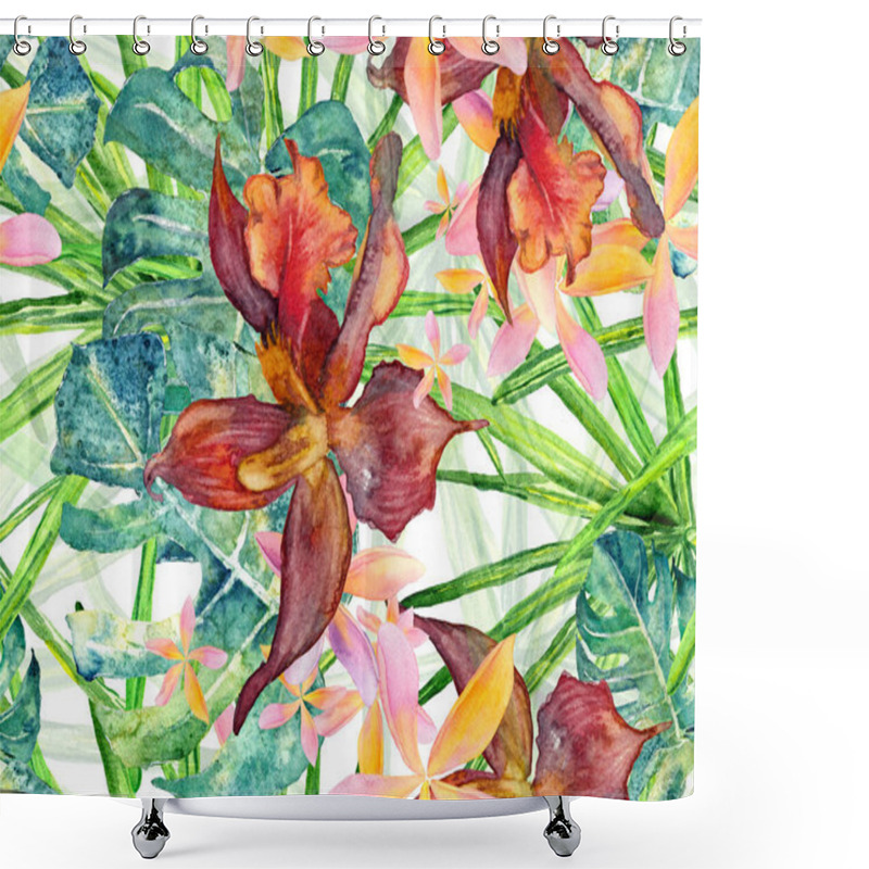 Personality  Orchid Seamless Pattern. Shower Curtains