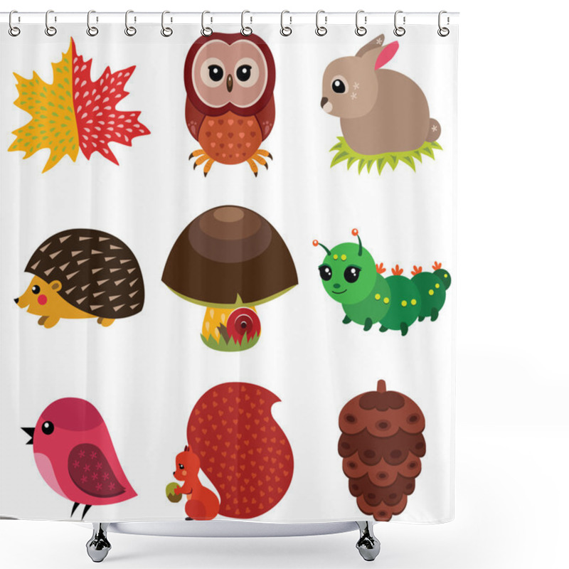 Personality  Forest Design Elements Set Shower Curtains