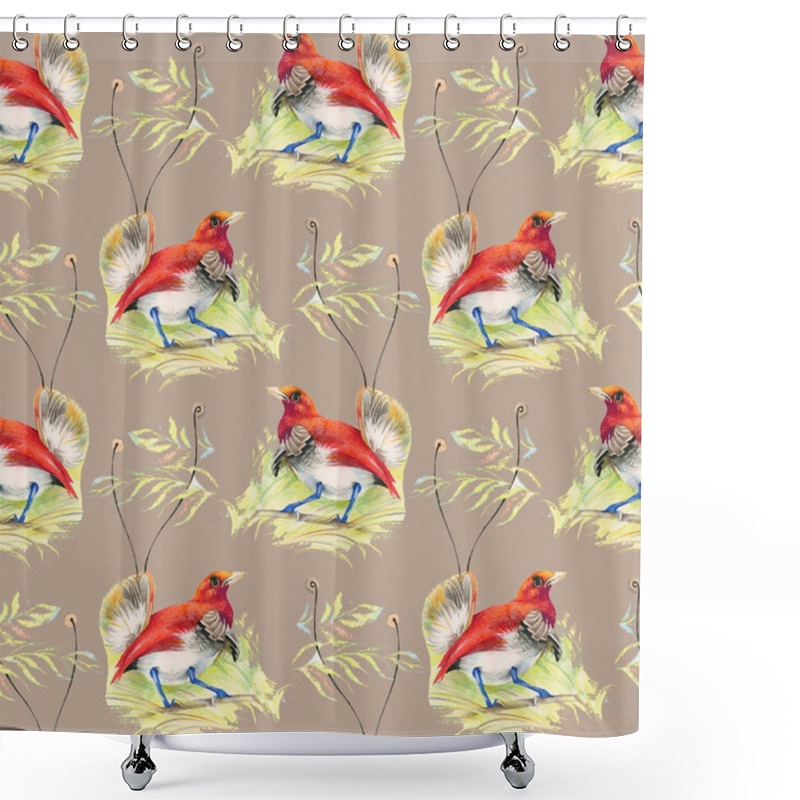 Personality  Birds And Flowers Seamless Pattern Shower Curtains