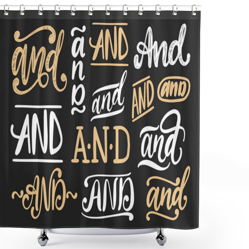 Personality  Handwritten Conjunctions And Vector Set. Calligraphic Collection Of Catchwords On Black Background. Shower Curtains