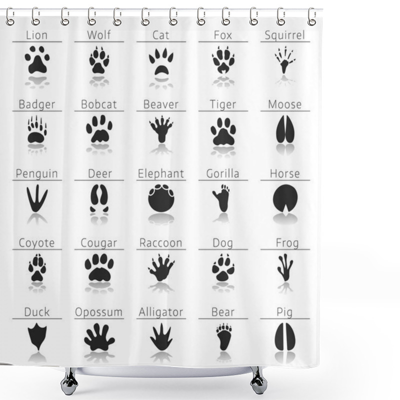 Personality  Animal Track Prints Set Shower Curtains