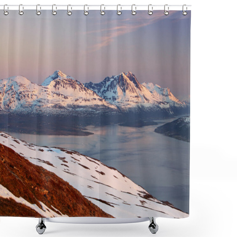 Personality  Mountain At Winter In Norway, Tromso Shower Curtains