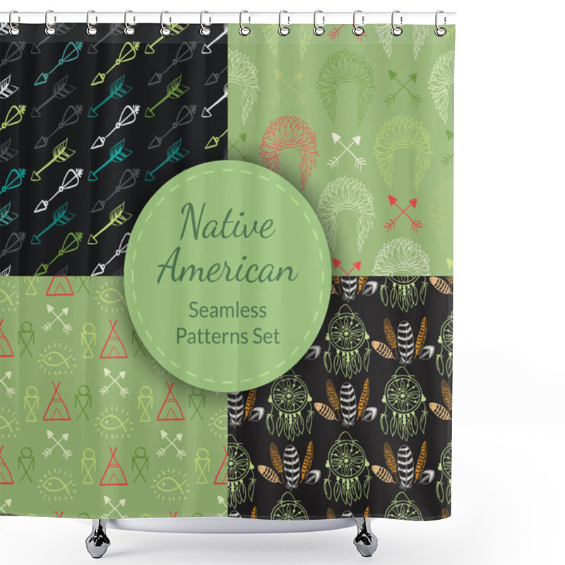 Personality  Native American Seamless Patterns Set Shower Curtains