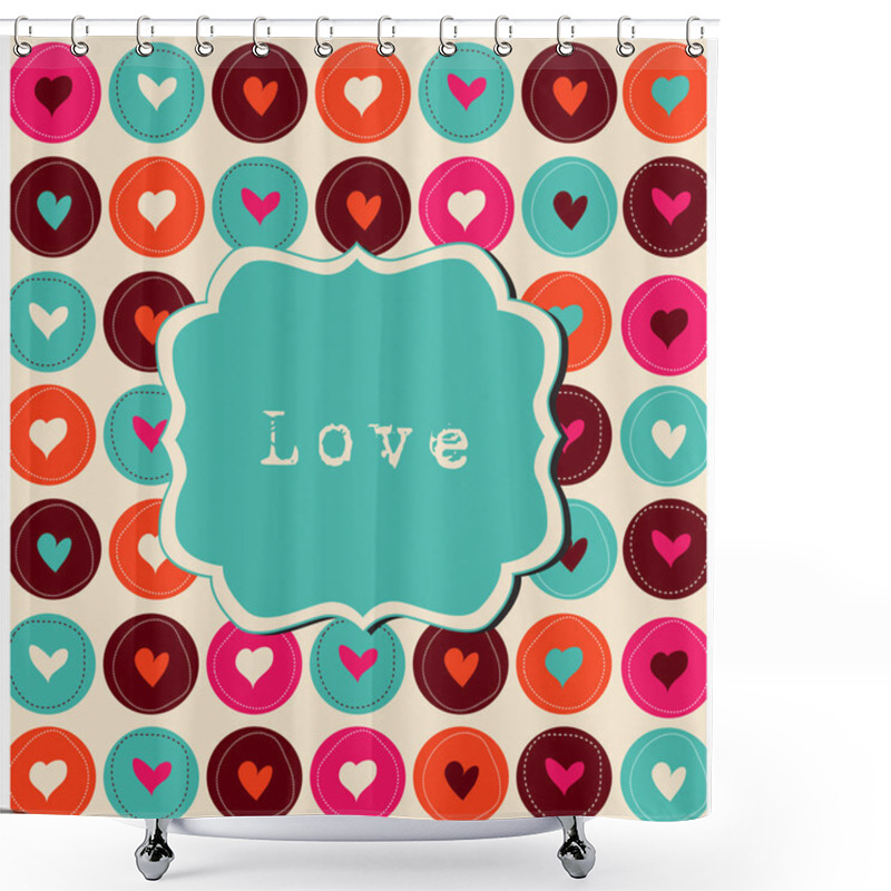 Personality  Scrap Card With Hearts And Frame, Love Template Background Shower Curtains