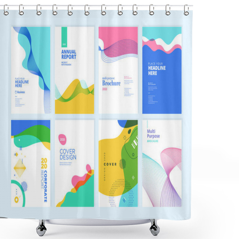 Personality  Set Of Brochure, Annual Report, Cover Design Templates. Vector Illustrations For Business Presentation, Business Paper, Corporate Document, Flyer And Marketing Material. Shower Curtains