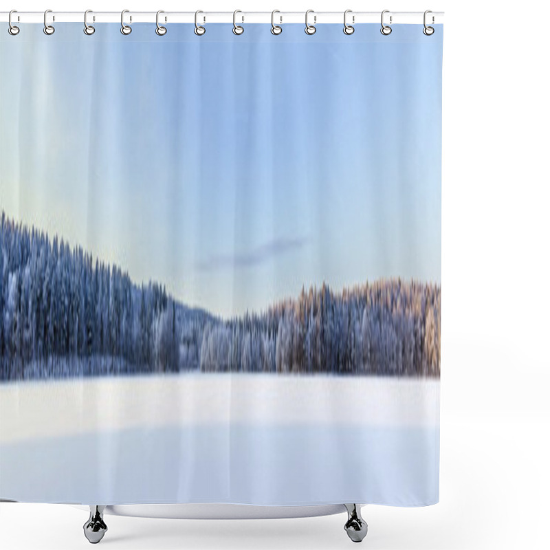 Personality  Winter Lake Panorama, Finland Shower Curtains