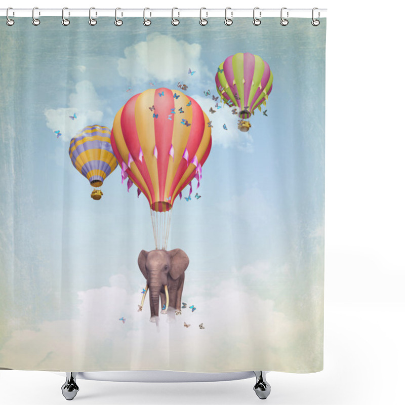 Personality  Elephant In The Sky Shower Curtains