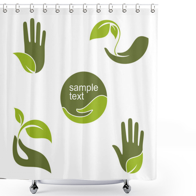 Personality  Green Hands Shower Curtains