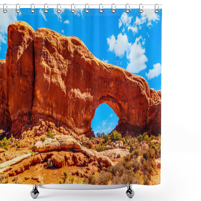 Personality  The South Window Arch, One Of The Many Large Sandstone Arches In Arches National Park Utah, United States Shower Curtains