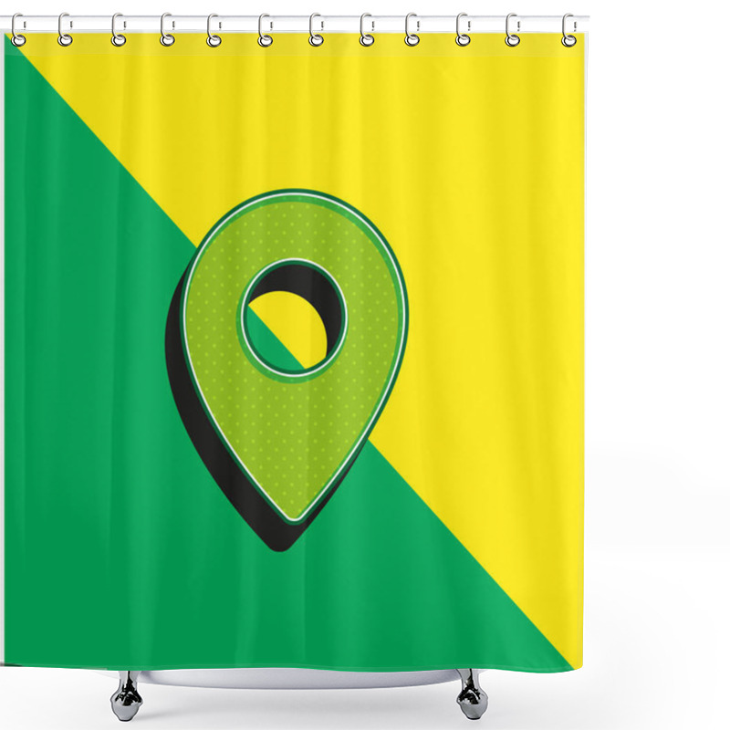 Personality  Black Placeholder Variant Green And Yellow Modern 3d Vector Icon Logo Shower Curtains