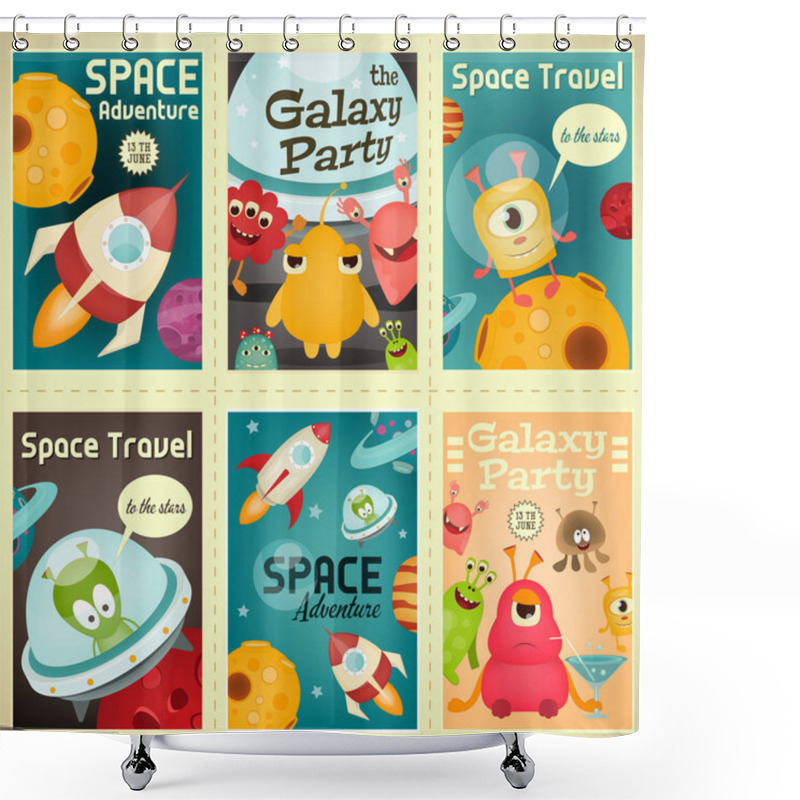 Personality  Space Posters Set Shower Curtains