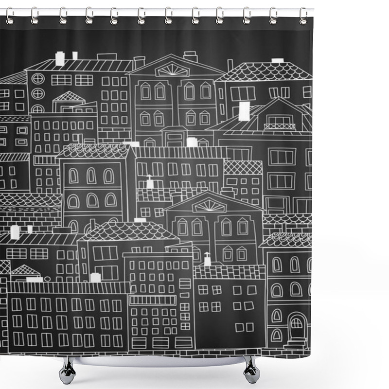 Personality  Hand Drawn Town Shower Curtains