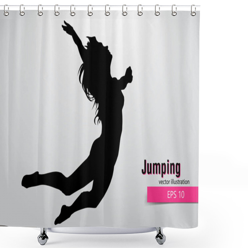 Personality  Silhouette Of A Jumping Girl Shower Curtains