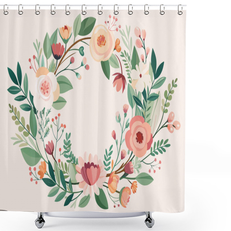 Personality  Symmetrical Flower And Leaf Pattern Illustration Shower Curtains