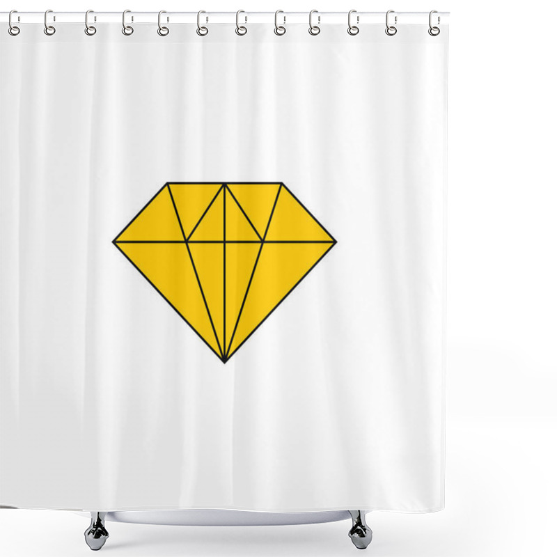 Personality  Simple Geometric Yellow Diamond Symbol Logo Vector Shower Curtains