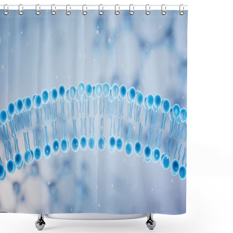 Personality  Cell Membrane With Blue Background, 3d Rendering. Computer Digital Drawing. Shower Curtains