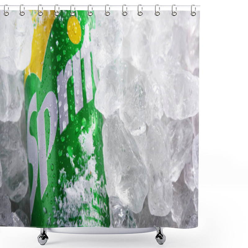 Personality  POZNAN, POL - JUN 10, 2020: Can Of Sprite, A Brand Of Soft Drink, Created By The Coca-Cola Company, Developed In West Germany In 1959 As A Response To The Popularity Of 7 Up Shower Curtains