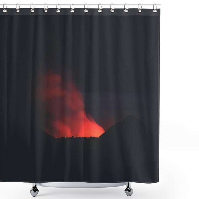 Personality  Molten Lava Flow With Intense Fire In Natural Background Shower Curtains