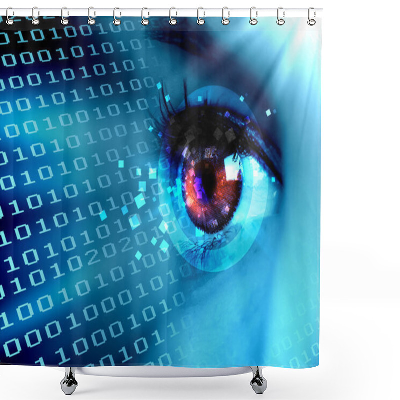 Personality  Stream Of Digital Data And Eye Shower Curtains