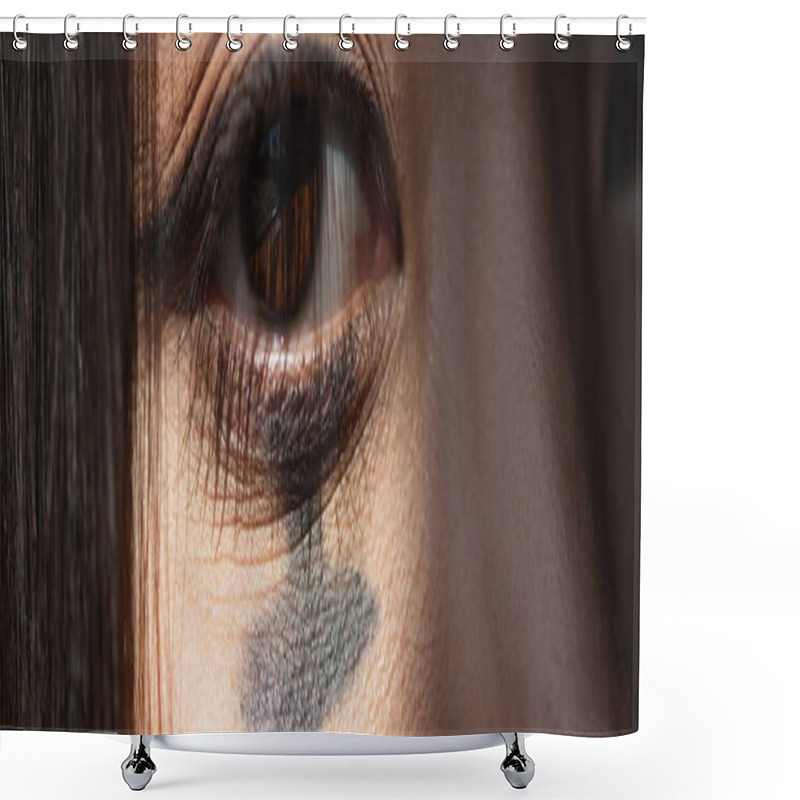 Personality  Close Up View Of Eye Of Asian Woman With Paint On Face, Banner  Shower Curtains