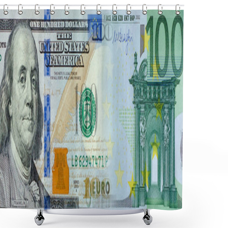 Personality  U.S. Dollar Vs Euro In One Banknote Concept. Shower Curtains