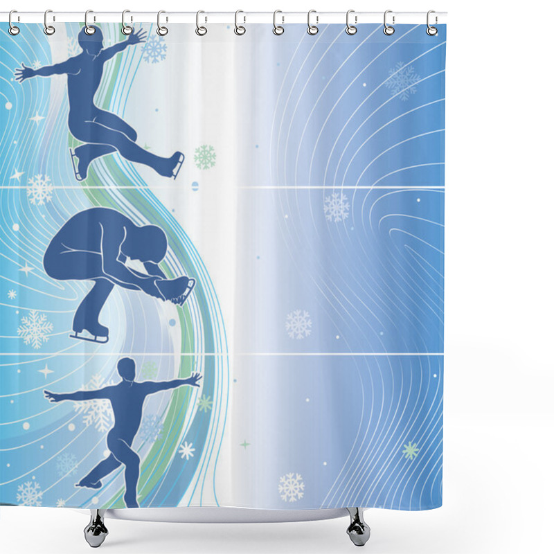 Personality  Man Skaters In Abstract Background.Three Horizontall Banner.Wint Shower Curtains