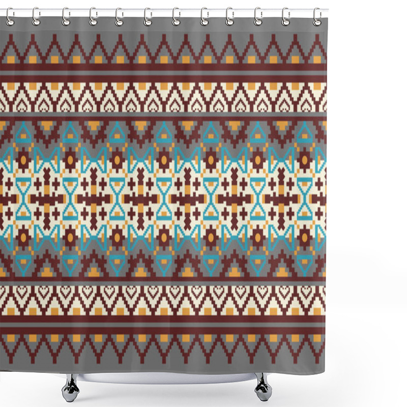 Personality  Ethnic Pattern Seamless, Geometric Design ,Aztec Embroidery Border Seamless Patterns.ethnic Design,  Pattern Art Wallpaper Background, Design For Fabric, Curtain, Carpet ,geometry Seamless Pattern Shower Curtains