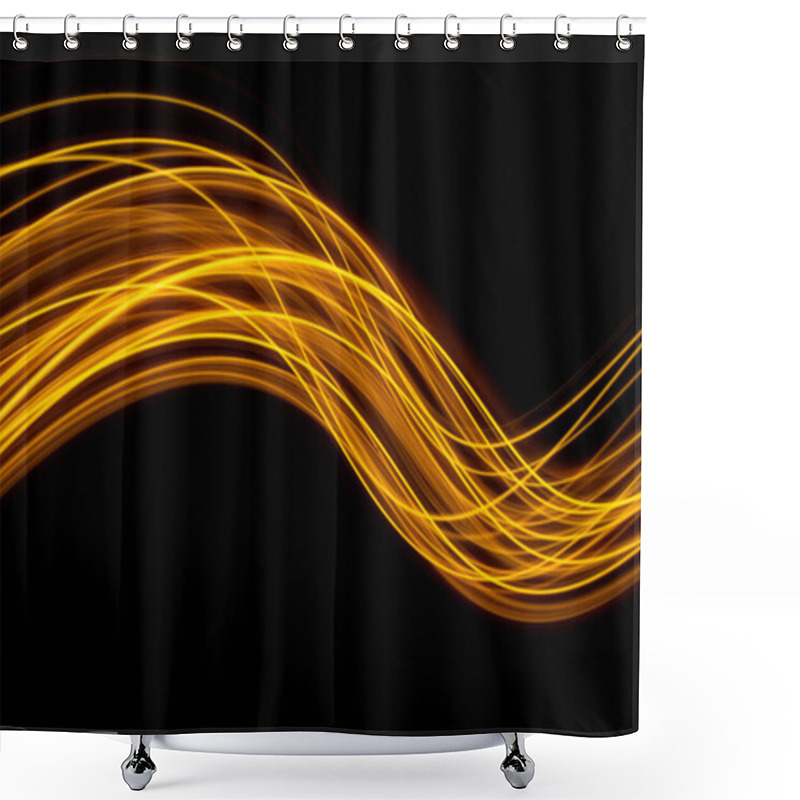 Personality  Abstract Technology Banner Design. Digital Neon Lines On Black Background. High Quality Photo Shower Curtains