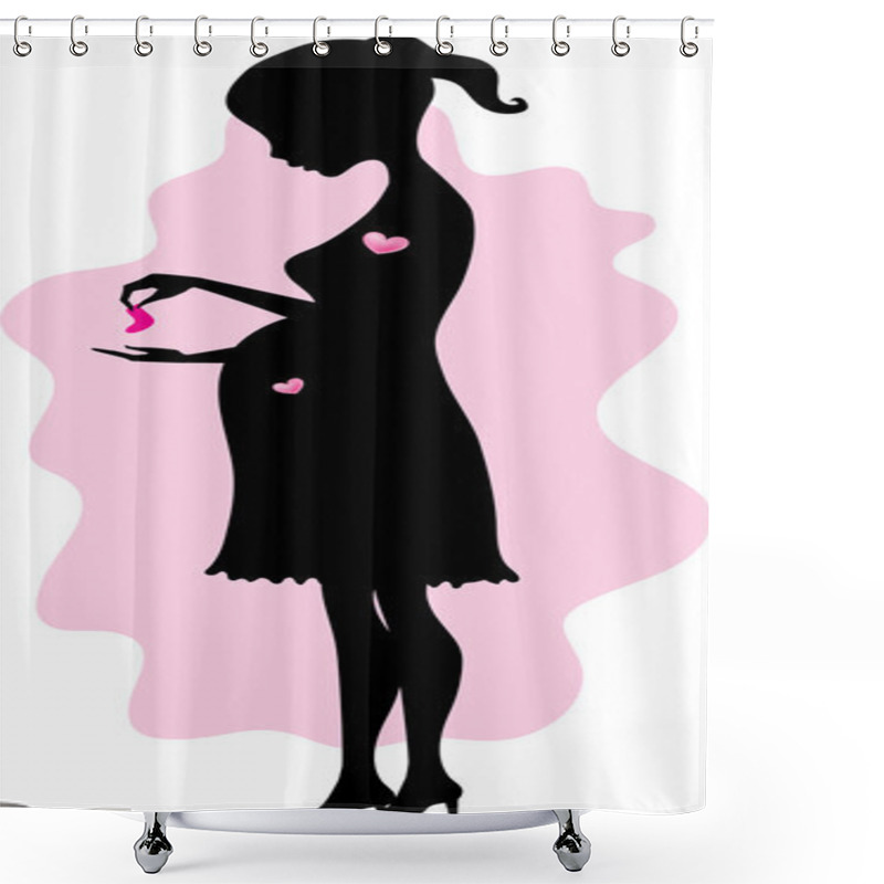 Personality  Silhouette Of Pregnant Woman Shower Curtains